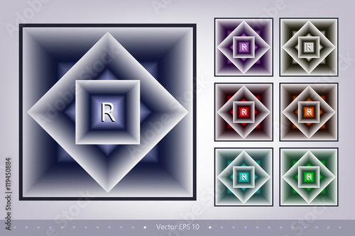 Set of geometric fractals. Stylish 3D elements for your design. Elegant abstract composition. Vector EPS 10.