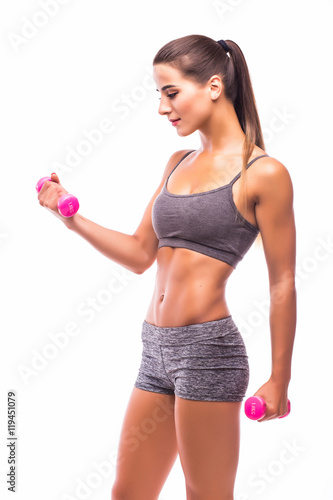 Woman exercising with dumbbells