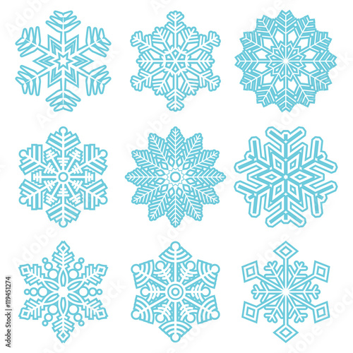 collection of different blue snowflakes