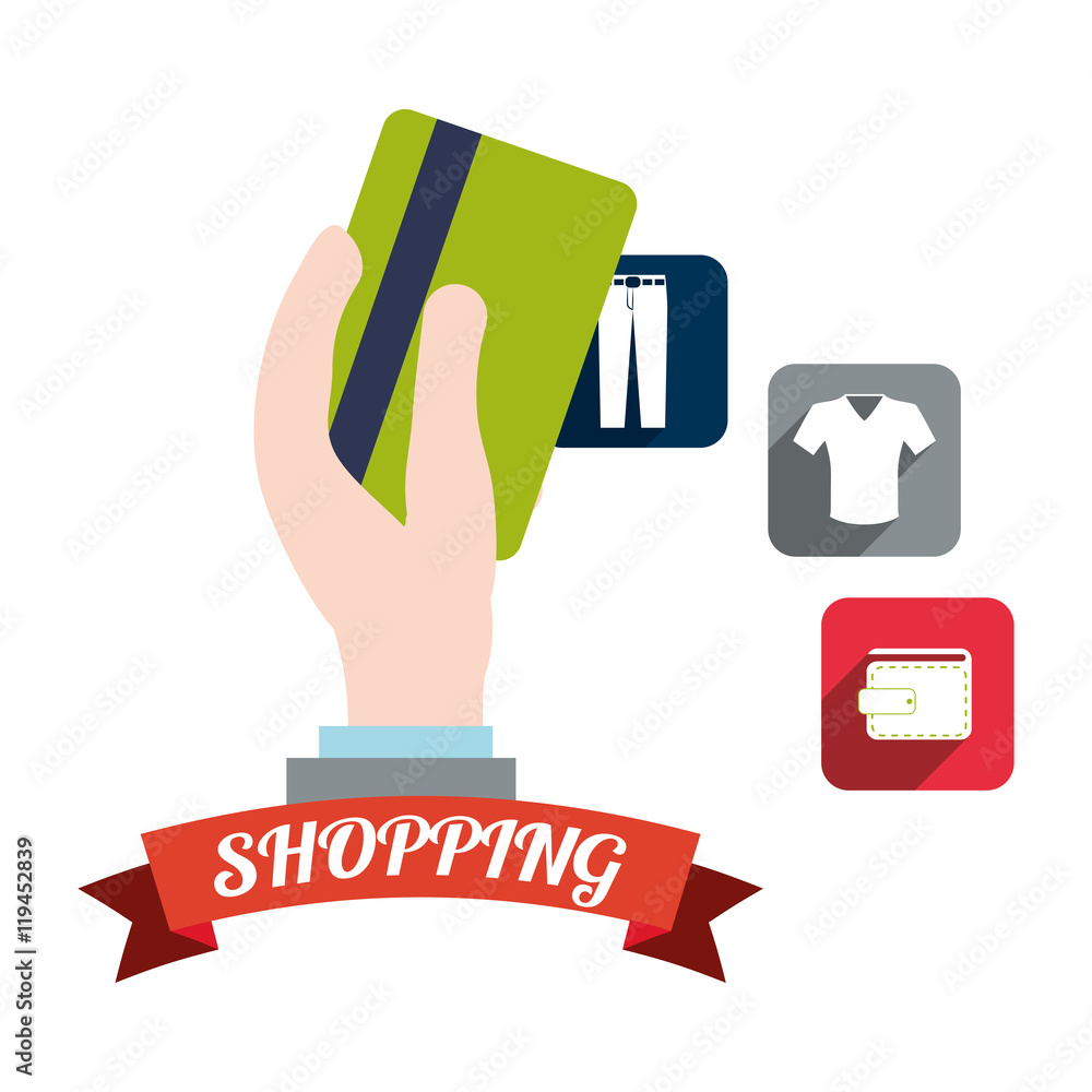 hand credit card cloth wallet shopping shop store sale offer market icon set. Colorful and flat design. Vector illustration hand credit card cloth wallet shopping shop store sale offer market icon set. Colorful and flat design. Vector illustration