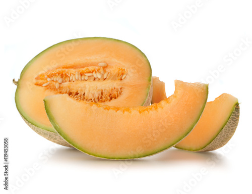 melon's half and slices isolated on white background