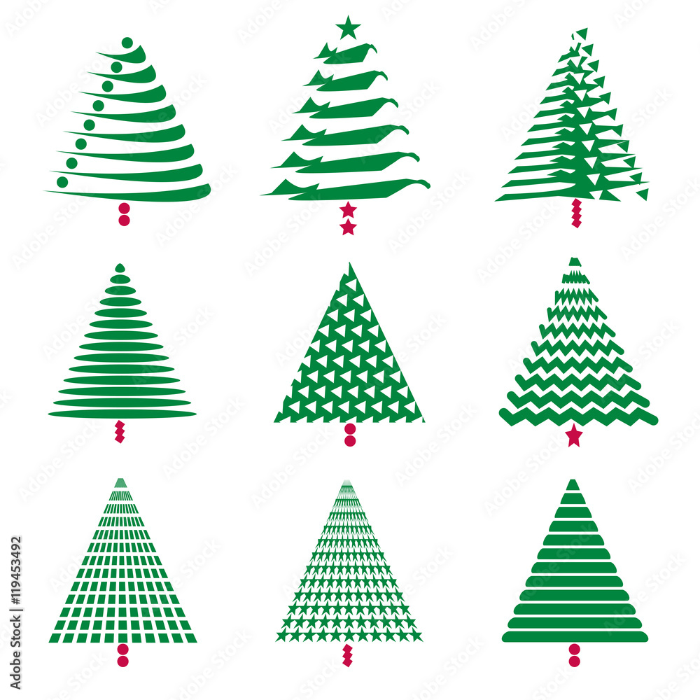 Nine interesting, abstract Christmas trees Nine interesting, abstract Christmas trees
