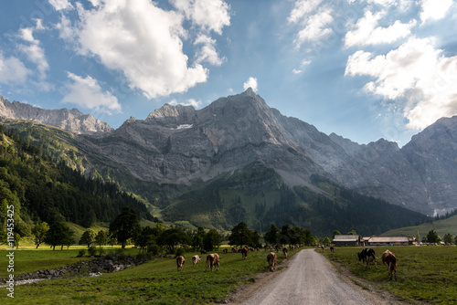 Scenic mountain landscape at Grosser Ahornboden in Tyrol Austria