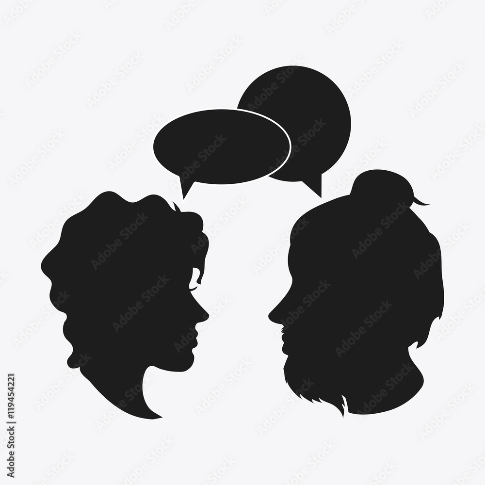 people bubble woman man male female head person human profile silhouette icon. Flat and Isolated design. Vector illustration people bubble woman man male female head person human profile silhouette icon. Flat and Isolated design. Vector illustration