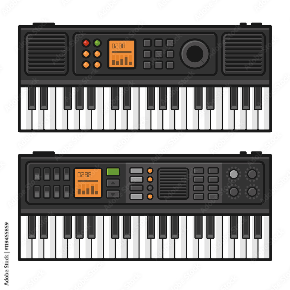 Piano Roll Digital Synthesizer. Midi Keyboard Set on White Background.  Vector Stock Vector | Adobe Stock