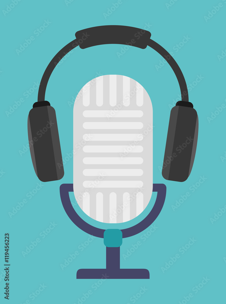microphone headphone gadget tool music sound voice con. Flat design. Vector illustration microphone headphone gadget tool music sound voice con. Flat design. Vector illustration