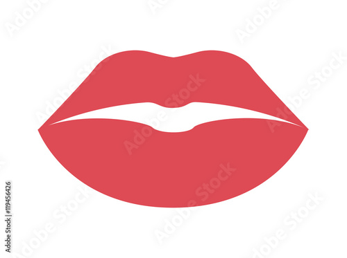 mouth lips teeth cartoon female sexy part body con. Flat and isolated design. Vector illustration