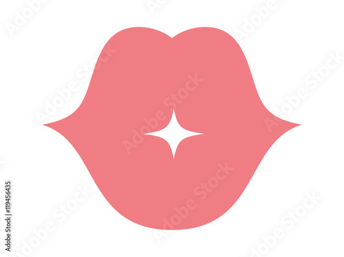 mouth lips kiss cartoon female sexy part body con. Flat and isolated design. Vector illustration