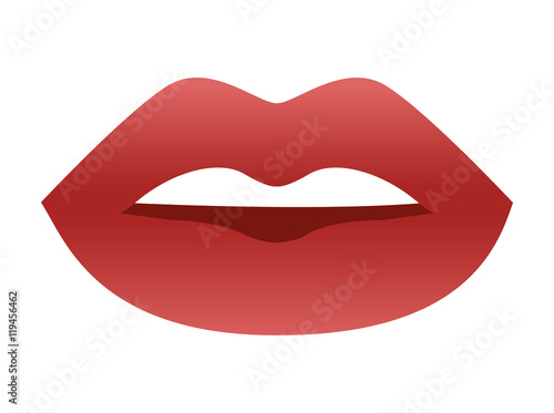 mouth lips teeth cartoon female sexy part body con. Flat and isolated design. Vector illustration