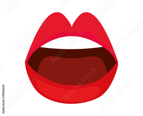 mouth lips teeth cartoon female sexy part body con. Flat and isolated design. Vector illustration