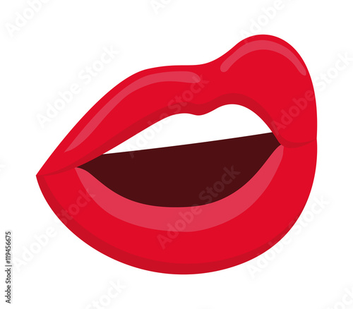 mouth lips teeth cartoon female sexy part body con. Flat and isolated design. Vector illustration