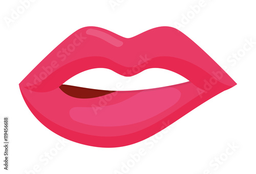 mouth lips teeth cartoon female sexy part body con. Flat and isolated design. Vector illustration