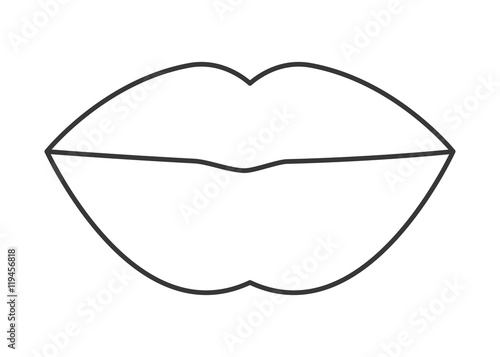 mouth silhouette lips cartoon female sexy part body con. Flat and isolated design. Vector illustration