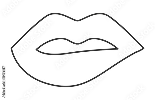 mouth silhouette lips cartoon female sexy part body con. Flat and isolated design. Vector illustration