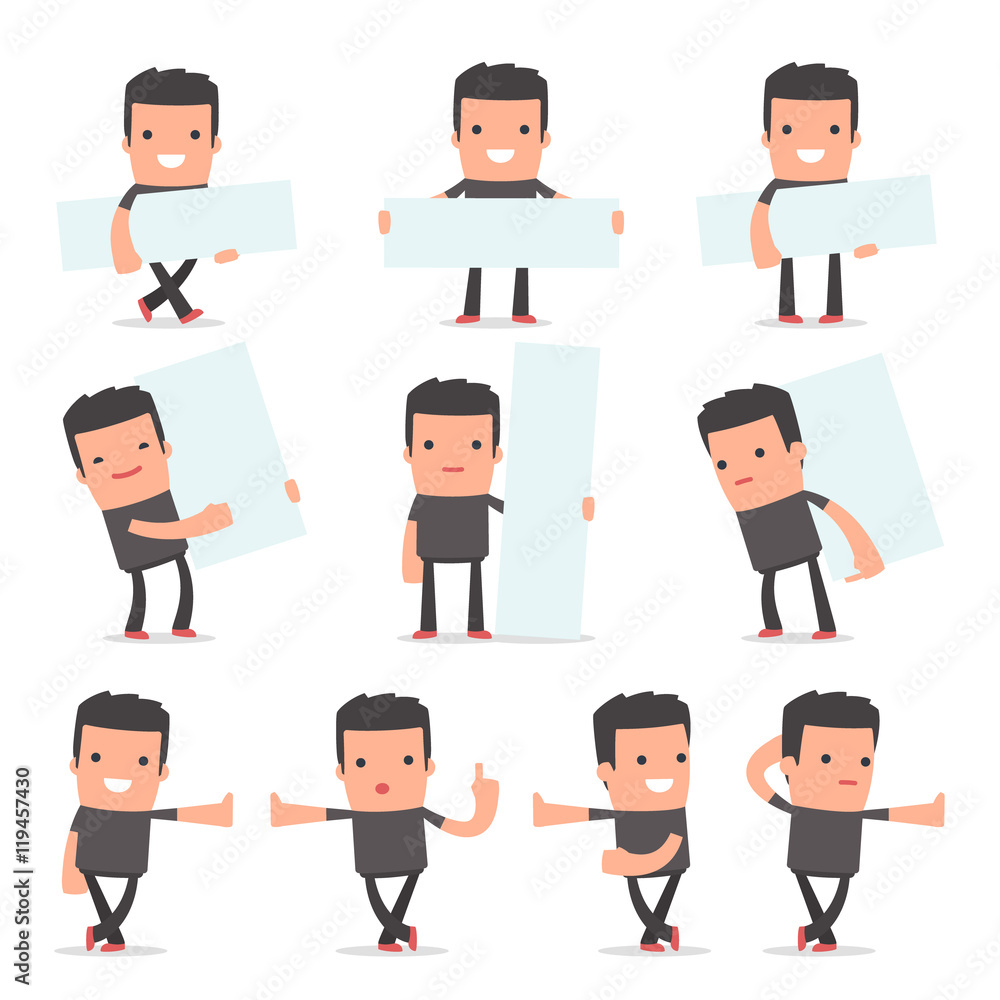 Set of Smart and Funny Character Bully leaned against the wall a Set of Smart and Funny Character Bully leaned against the wall a