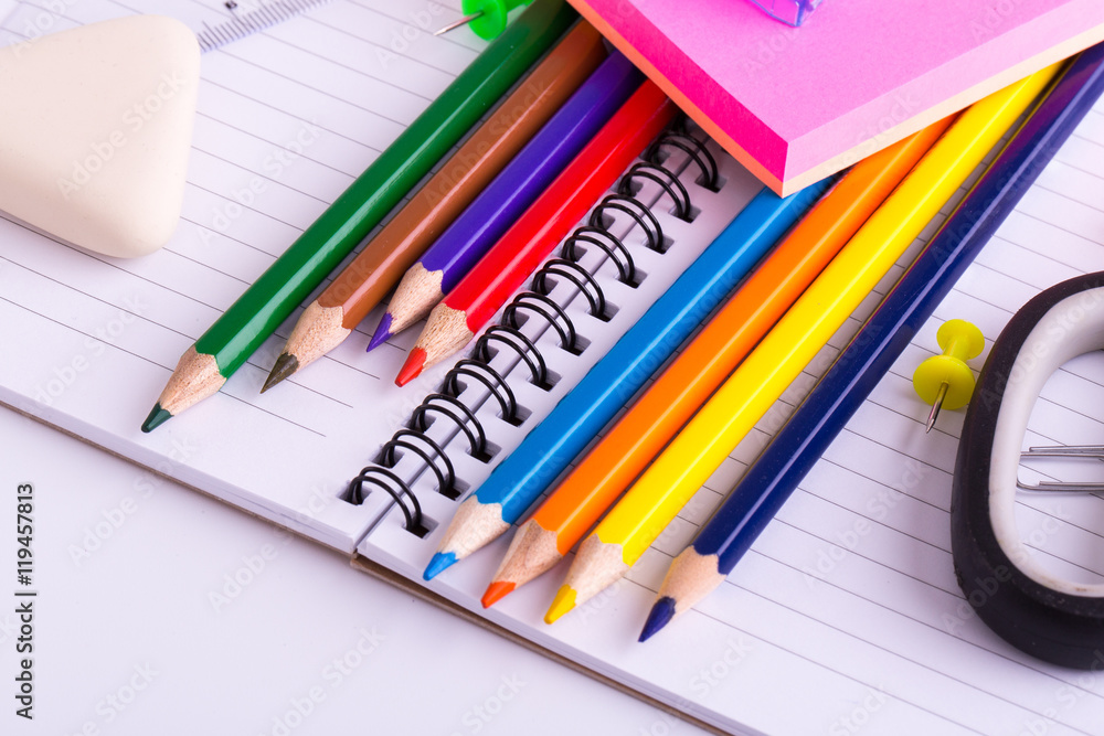 School supplies isolated on white background. School supplies isolated on white background.