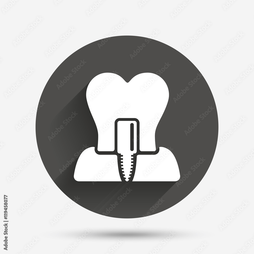 Tooth implant sign icon. Dental care symbol Tooth implant sign icon. Dental care symbol