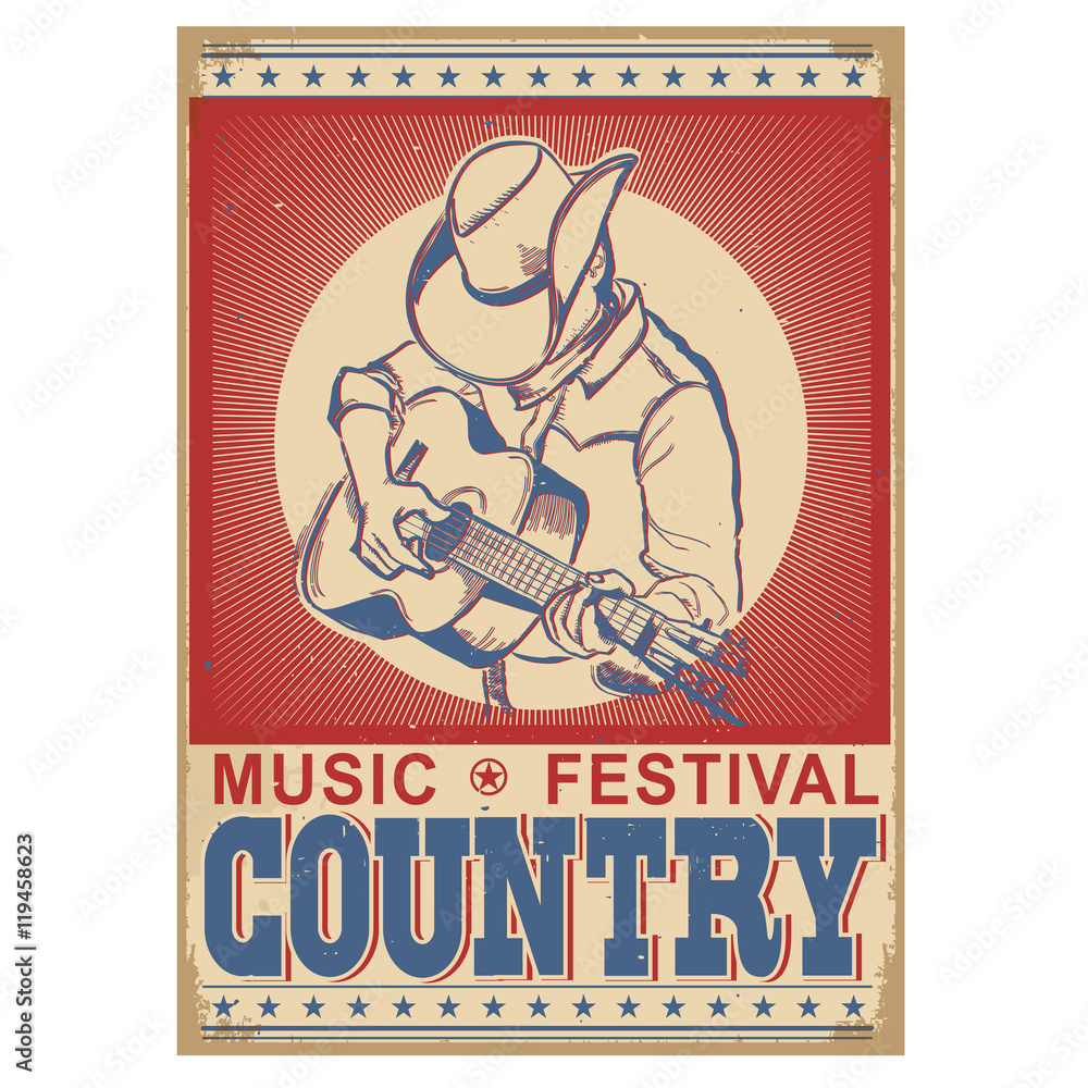 Plakat tło festiwalu muzyki z muzykiem gra na gitarze.