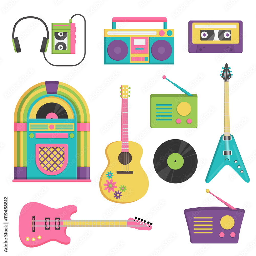 Naklejka premium Vintage music and sound set