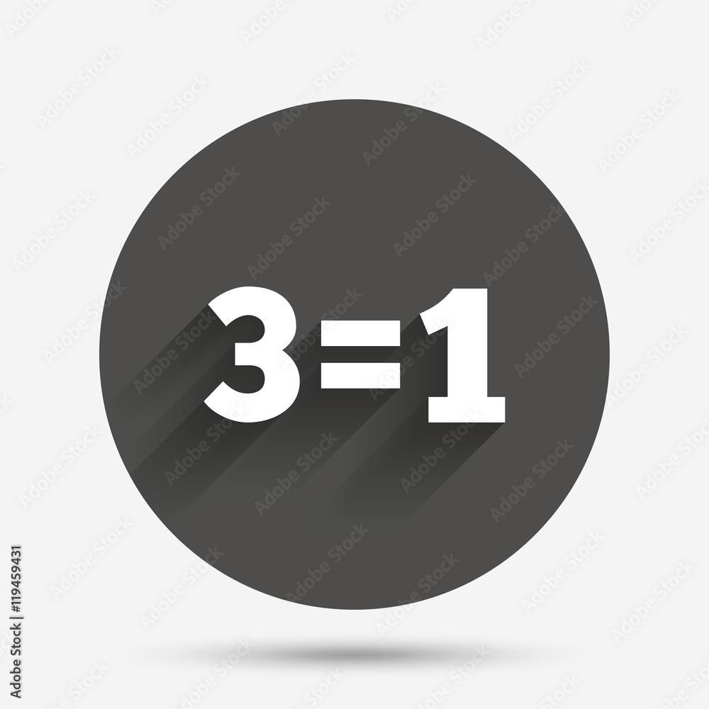 Three for one sign icon. Take three pay for one. Three for one sign icon. Take three pay for one.