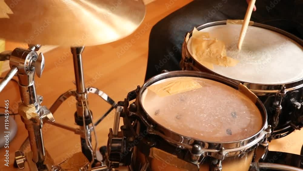 A drummer performing on his Drumset.
A drummer performing on his Drumset.