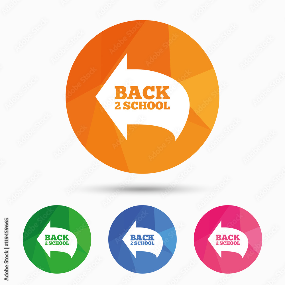 Back to school sign icon. Back 2 school symbol. Back to school sign icon. Back 2 school symbol.