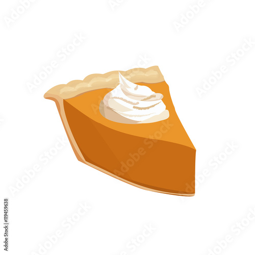 Pumpkin pie slice. Vector illustration.