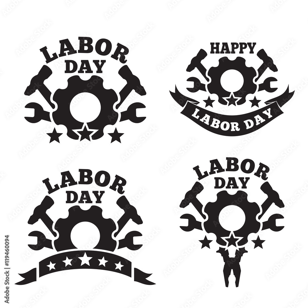 Set Labor Day logo design isolated on white background. Labor Day a national holiday of the United States. American Labor Day
