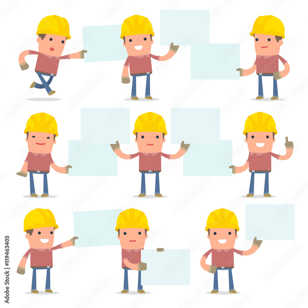 Set of Funny and Cheerful Character Builder holds and interacts Set of Funny and Cheerful Character Builder holds and interacts