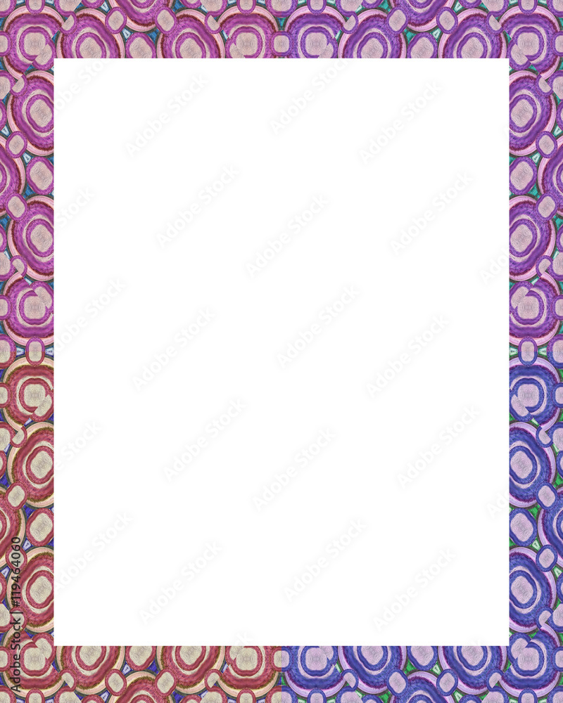 White Frame with Colroed Decorated Borders