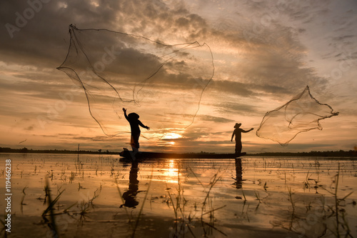 Fishing with nets.