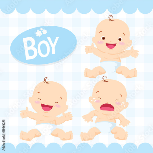 Cute baby boy sitting in a diaper