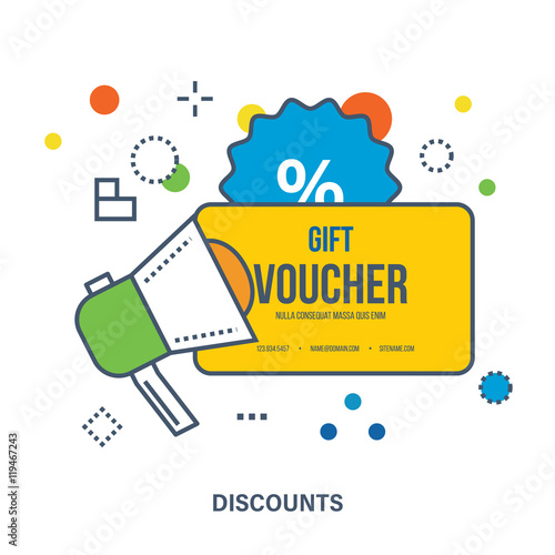 Gift voucher template. Discounts coupon.