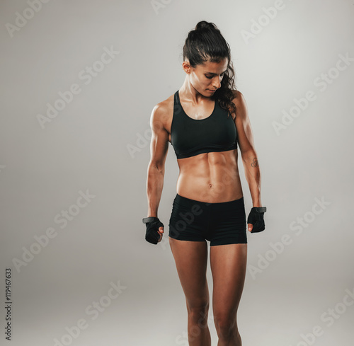 Strong fit athletic young woman