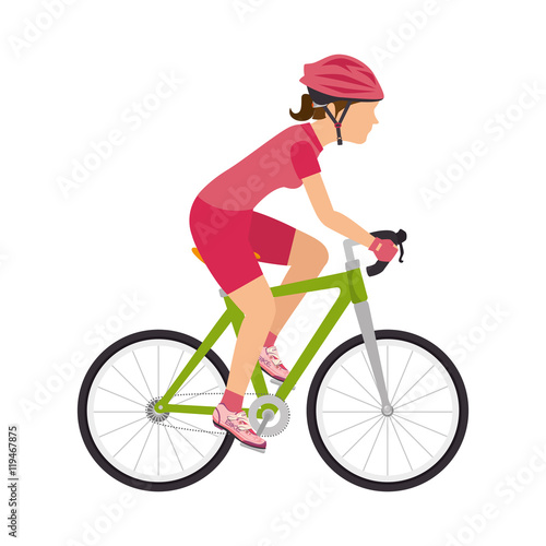 Fototapeta Naklejka Na Ścianę i Meble -  cyclist woman riding sport bike