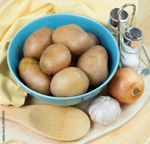 boiled potatoes on the plate