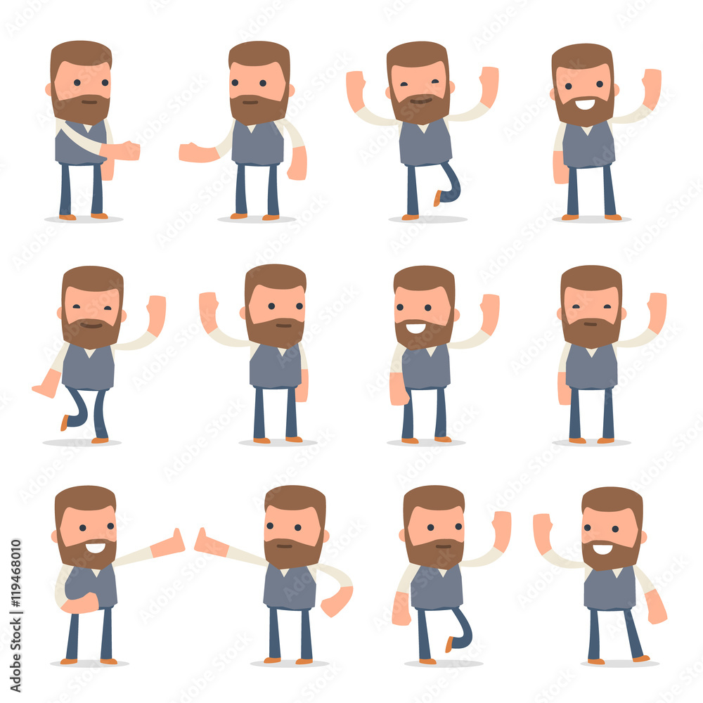 Set of Funny and Cheerful Character Copywriter welcomes poses Set of Funny and Cheerful Character Copywriter welcomes poses