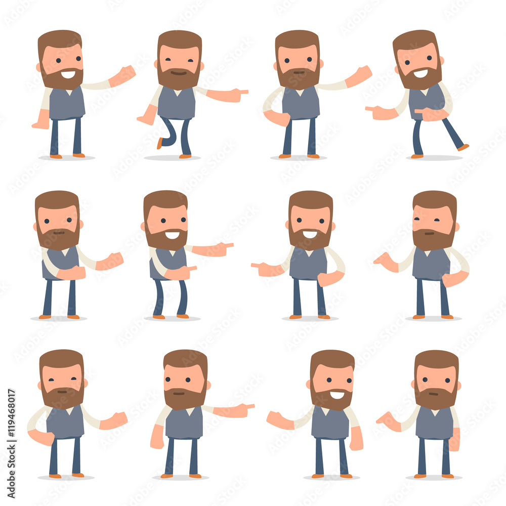 Set of Active and Positive Character Copywriter making presentat Set of Active and Positive Character Copywriter making presentat
