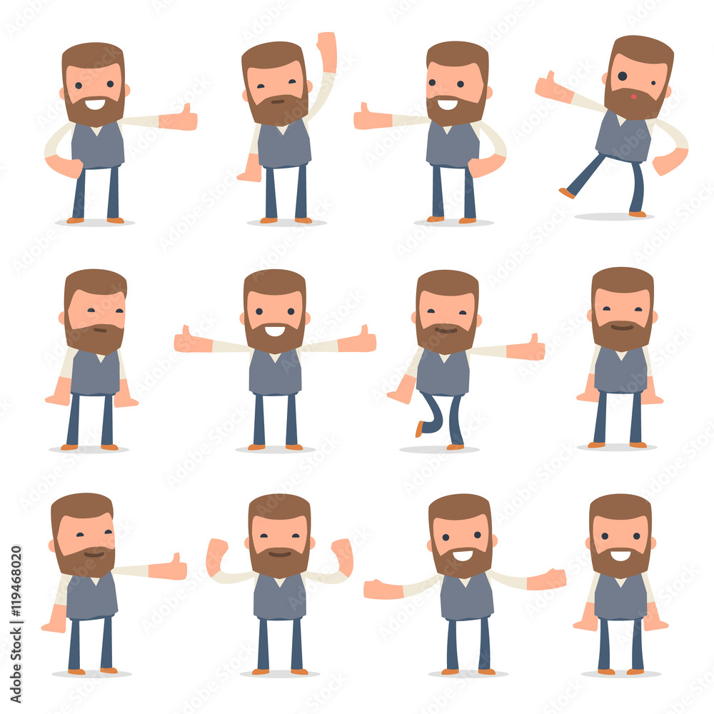 Set of Funny and Cheerful Character Copywriter showing thumb up Set of Funny and Cheerful Character Copywriter showing thumb up