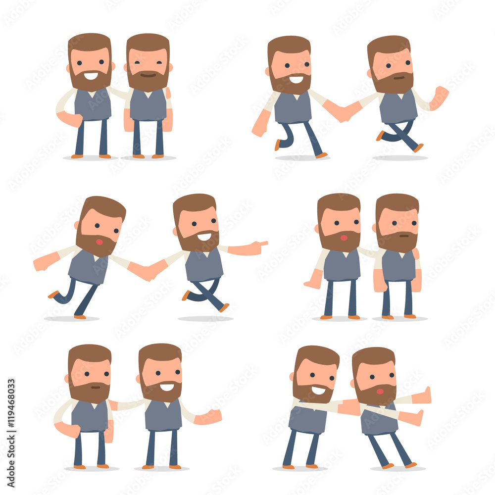 Set of Good and Careful Character Copywriter in helps poses Set of Good and Careful Character Copywriter in helps poses