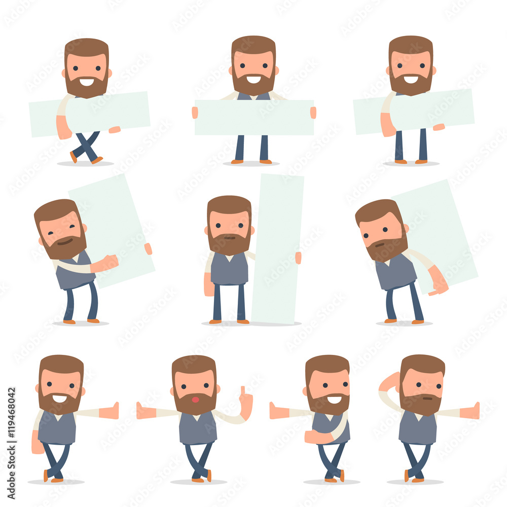 Set of Smart and Funny Character Copywriter leaned against the w Set of Smart and Funny Character Copywriter leaned against the w
