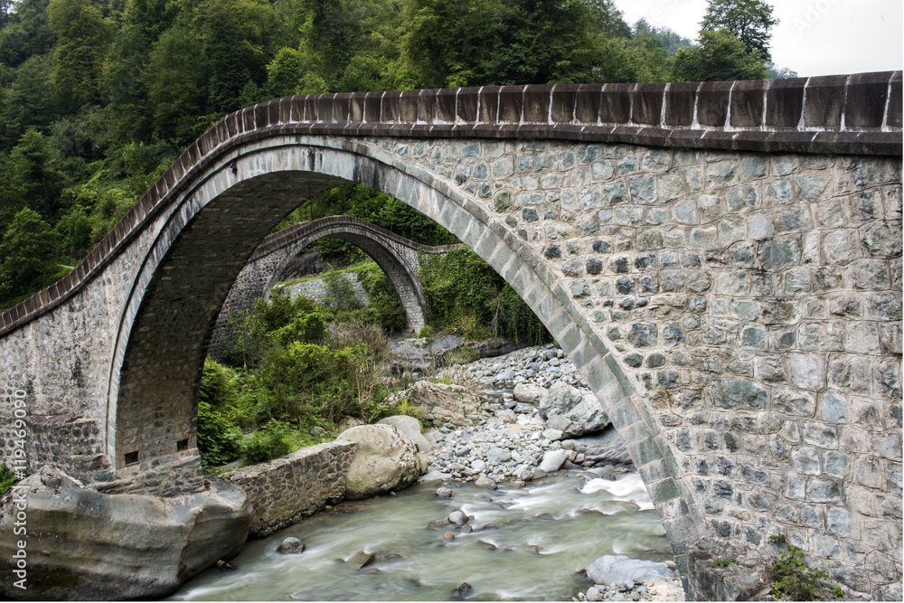 Fototapeta premium old stone bridge on river
