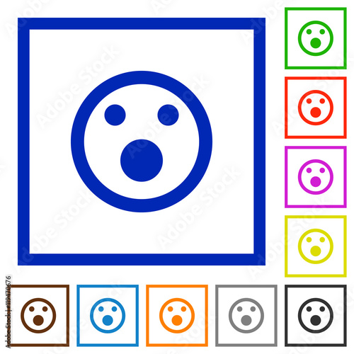 Shocked emoticon framed flat icons