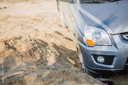 car stuck in the sand
