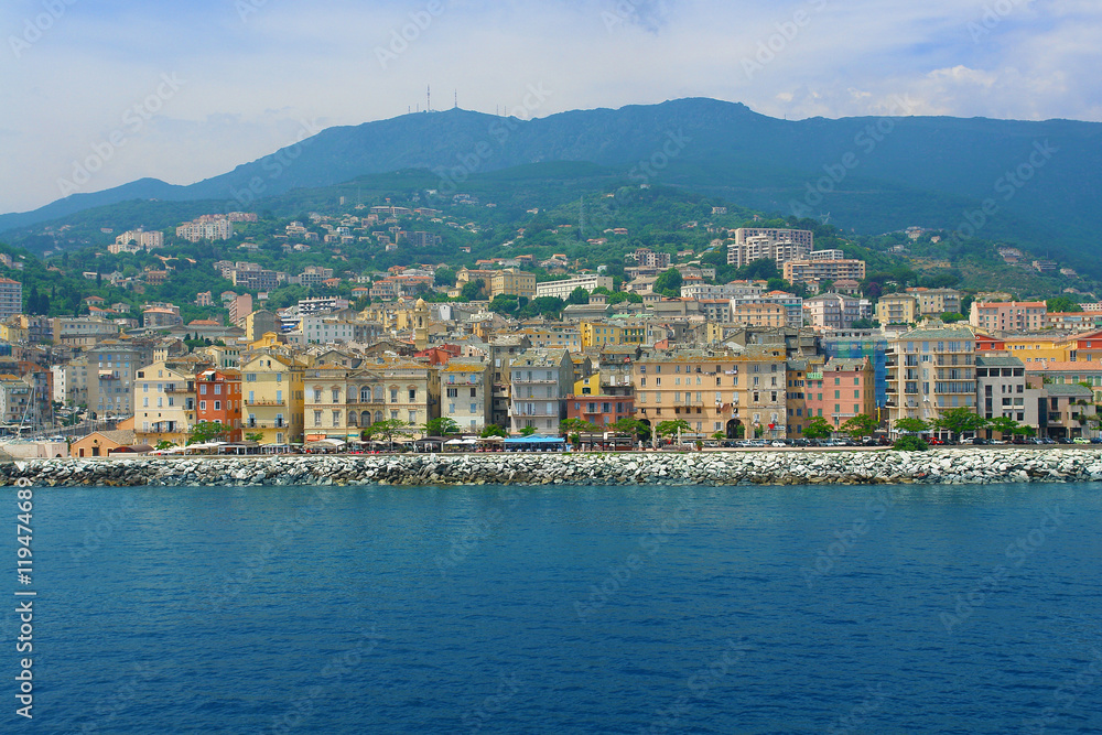 View of the seaside  city of  Bastia on Corsica

