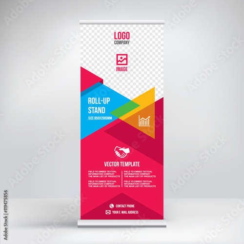 Roll up banner design, business concept, vector template