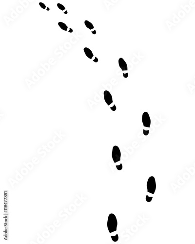 Trail of shoes prints, turn left, vector