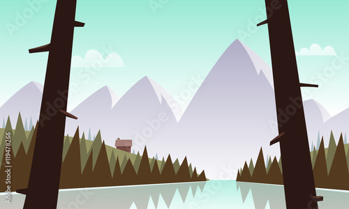 Cartoon Mountain Landscape
