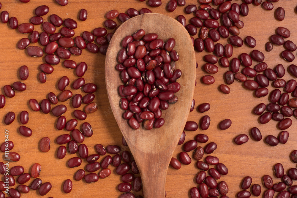 Red beans into a spoon Red beans into a spoon