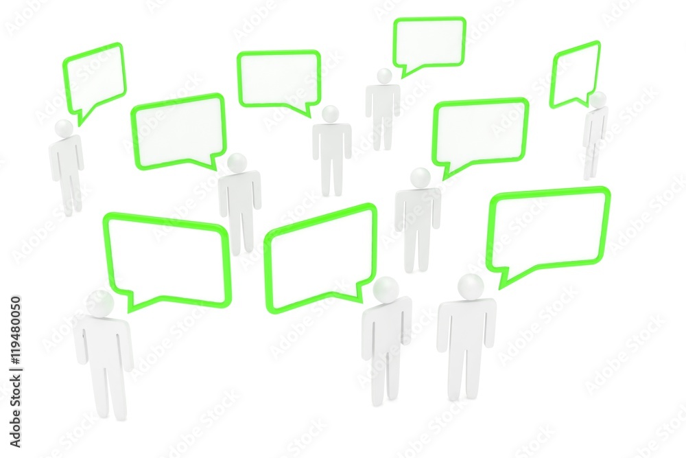 people with talk bubbles isolated over a white background. 3d rendering. people with talk bubbles isolated over a white background. 3d rendering.